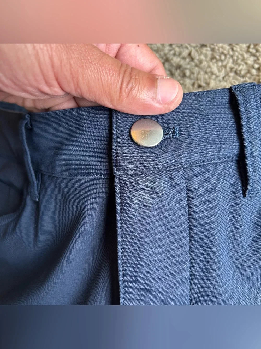 Lululemon ABC Pants Mens 33 (34x29) Classic Slim Navy Warpstreme 5 Pocket Chino